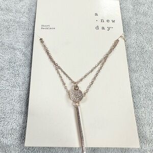 a . new day Gold Tone Two Strand With Rhinestone Charm Necklace